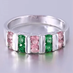 Natalie Pink Sapphire Green Emerald Ring