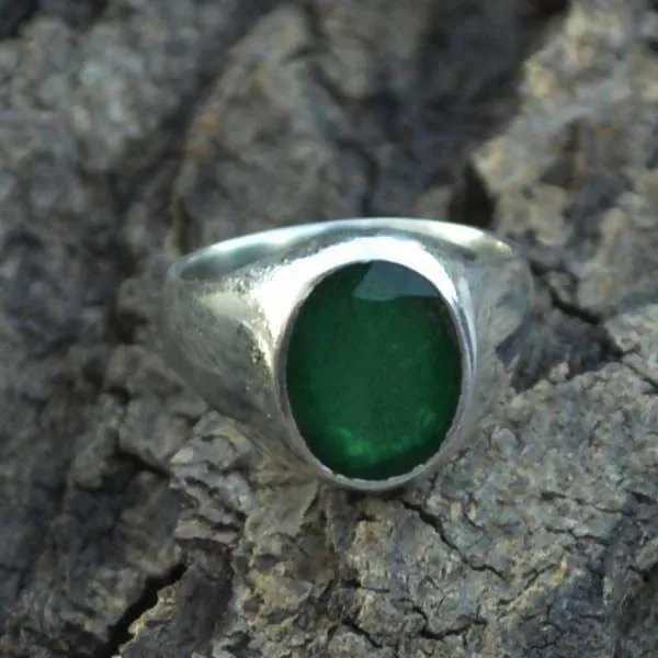 Natural Emerald Gemstone Ring, May Birthstone Ring, Handmade Ring, Men's Gift Ring, Zodiac Ring, 925 Sterling Silver Ring, Gift For Him