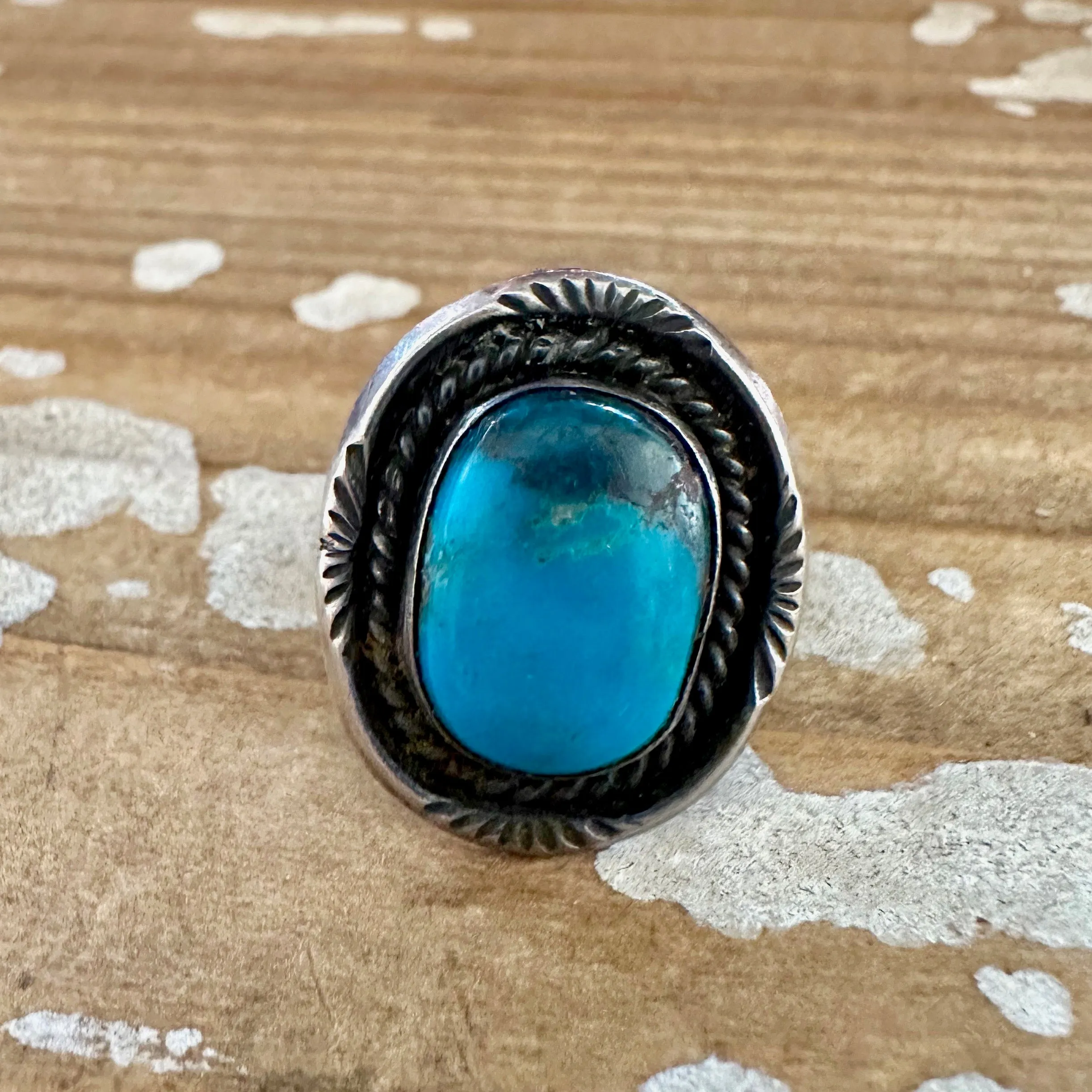 OCEAN VIEW Sterling Silver & Turquoise Ring, Native American Style Jewelry  Size 7