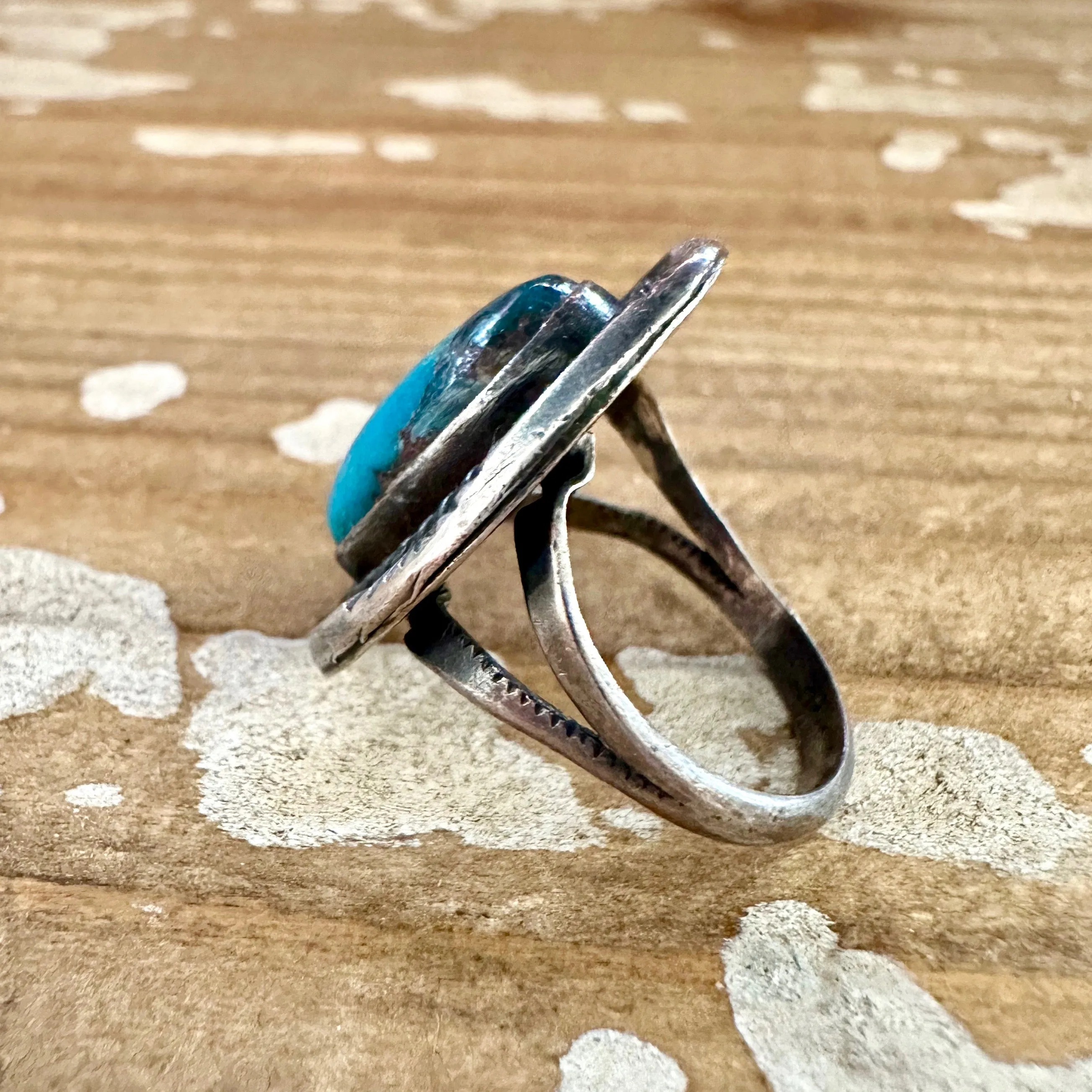 OCEAN VIEW Sterling Silver & Turquoise Ring, Native American Style Jewelry  Size 7