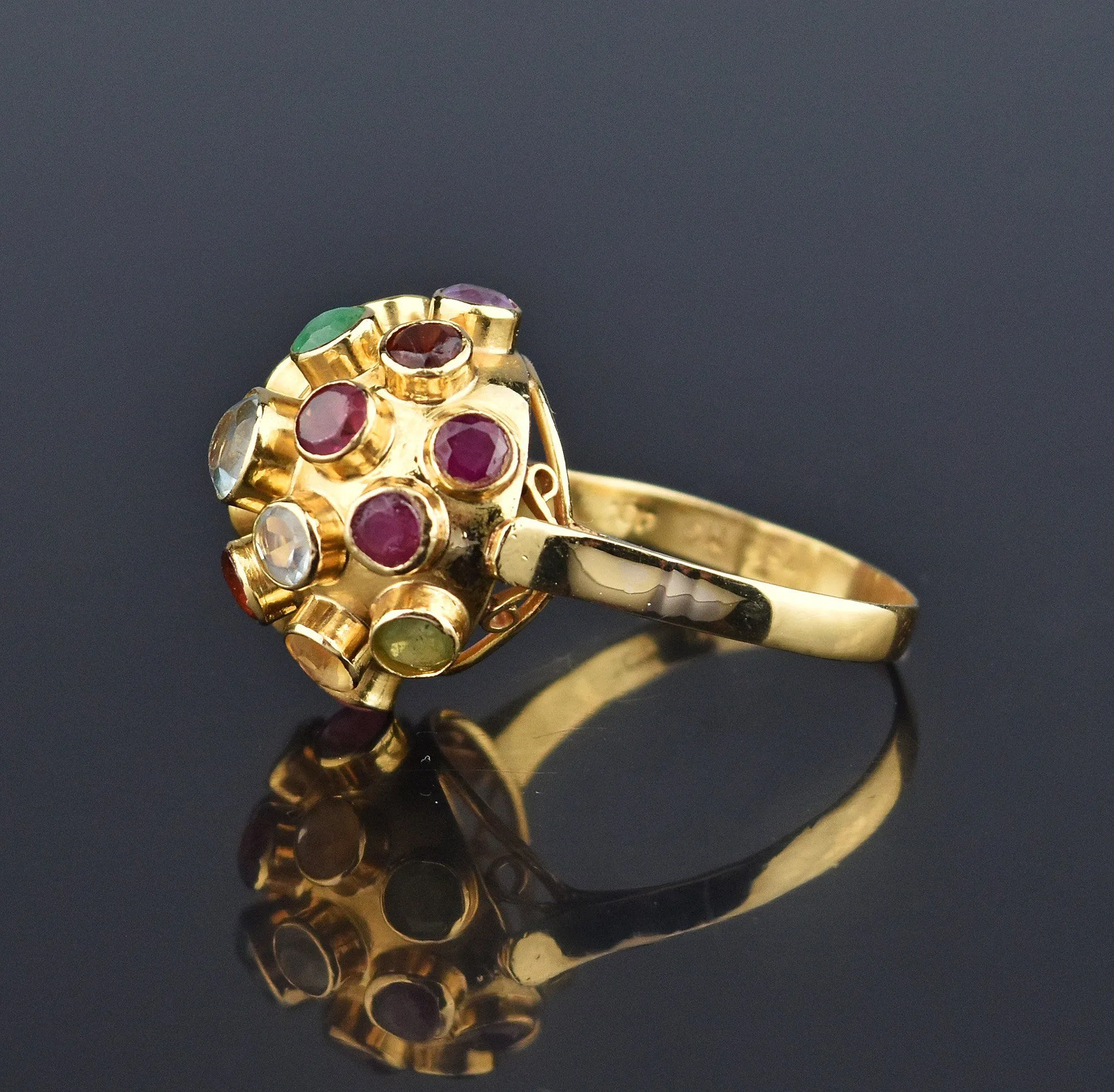 ON HOLD 18K Gold Sputnik Ring, H Stern Aquamarine Garnet Ruby Emerald