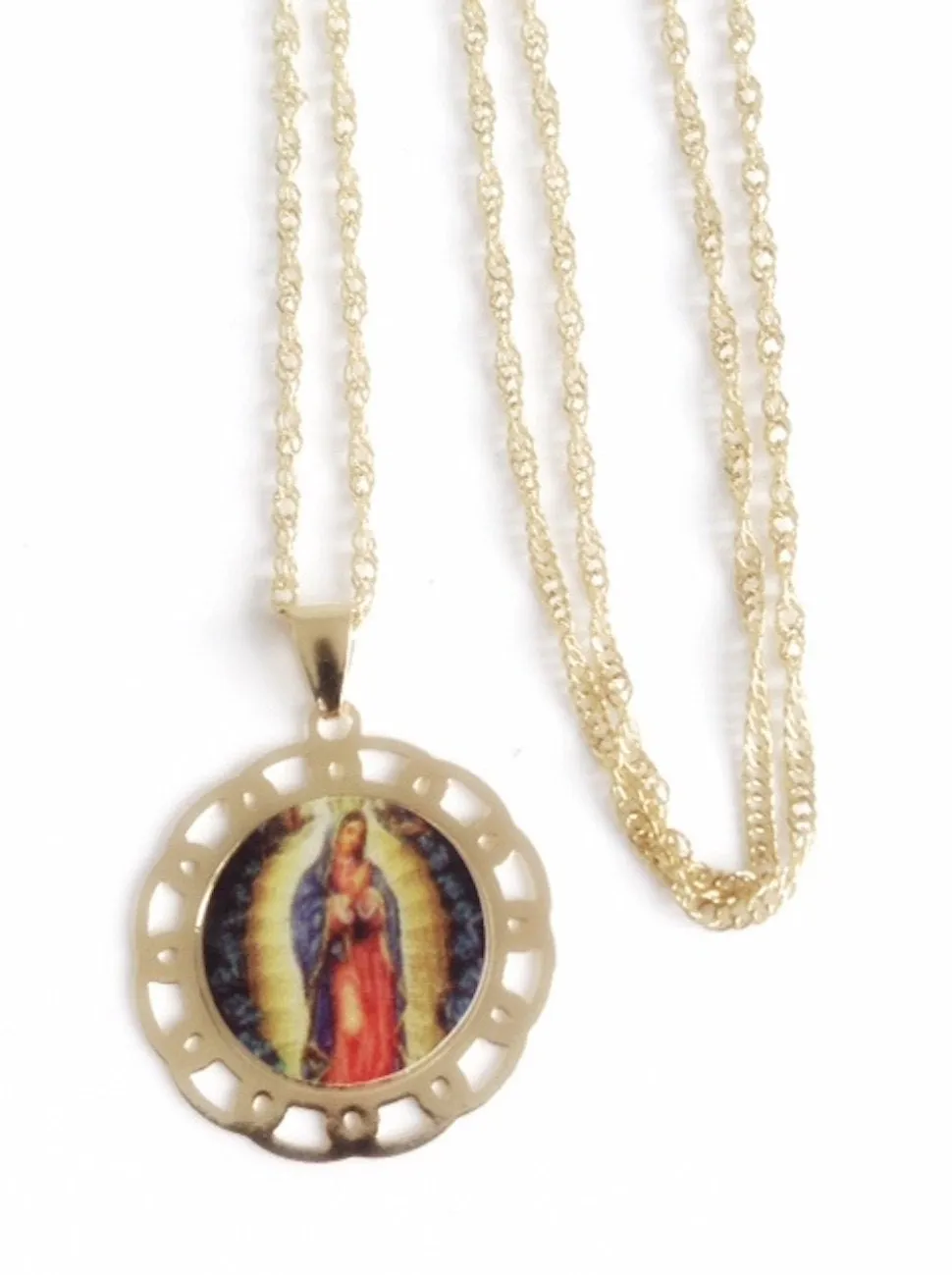 Our Lady of Guadalupe Necklace Chain, Virgen de Guadalupe Medal Gold Virgin Mary Pendant Catholic Jewelry, Holy Mary, catholic medals