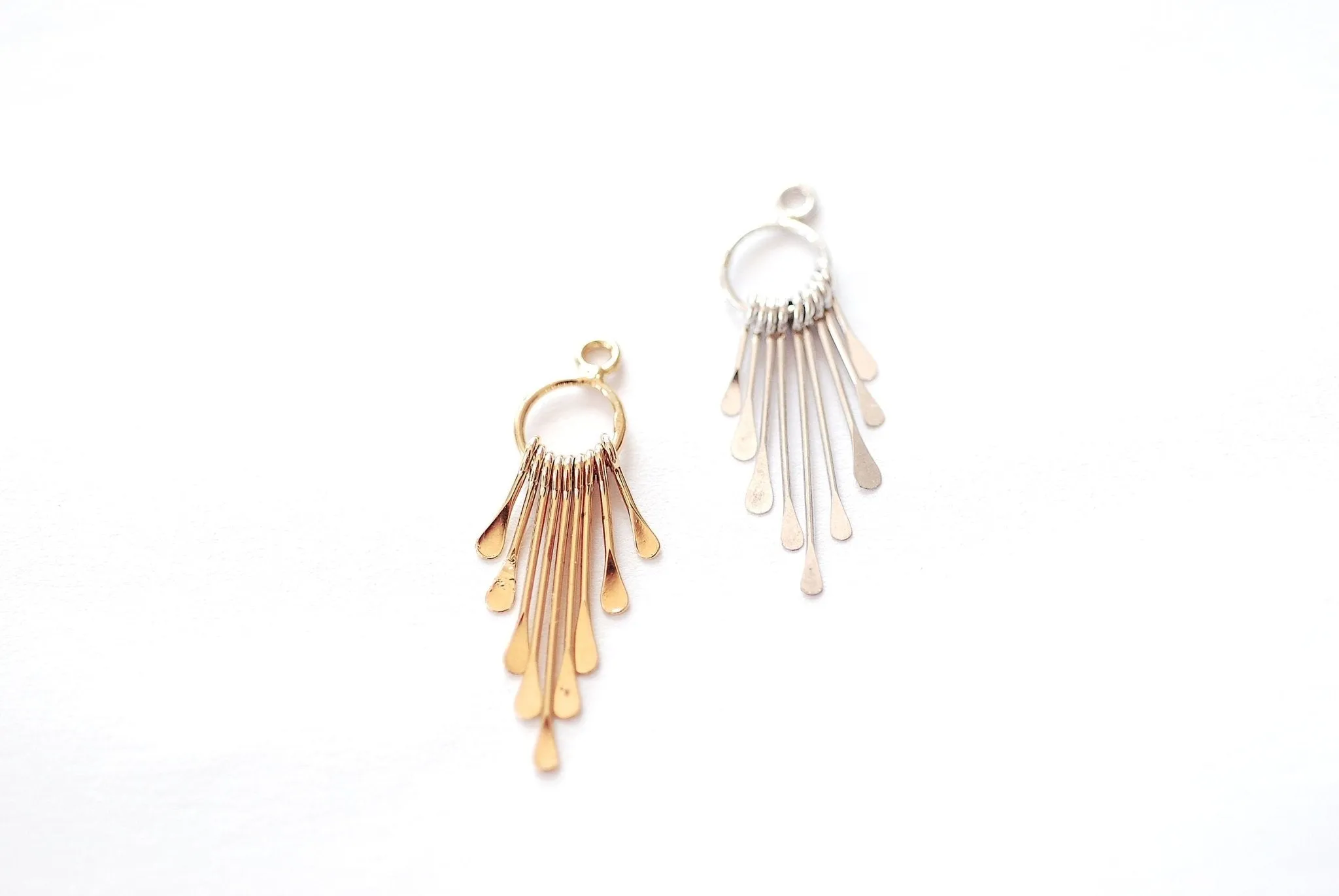 Paddle Wire Tassel Charm - 925 Sterling Silver or Vermeil 18k Gold tassel Charms tassel for earrings DIY Jewelry Making Sunburst Tassel