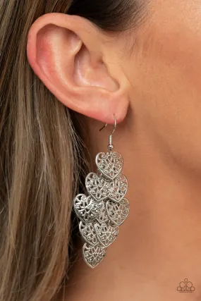 Paparazzi Earring ~ Shimmery Soulmates - Silver