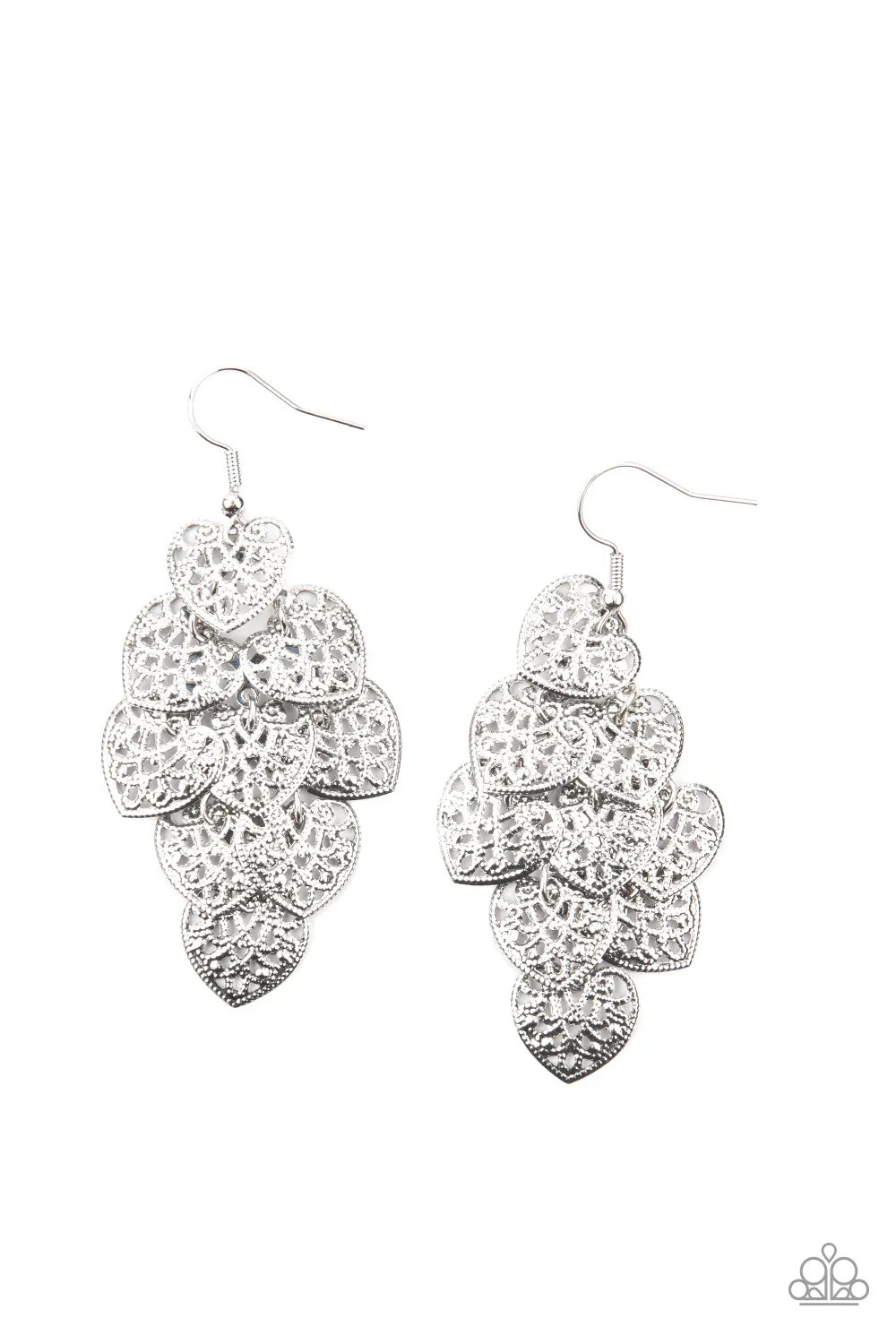 Paparazzi Earring ~ Shimmery Soulmates - Silver