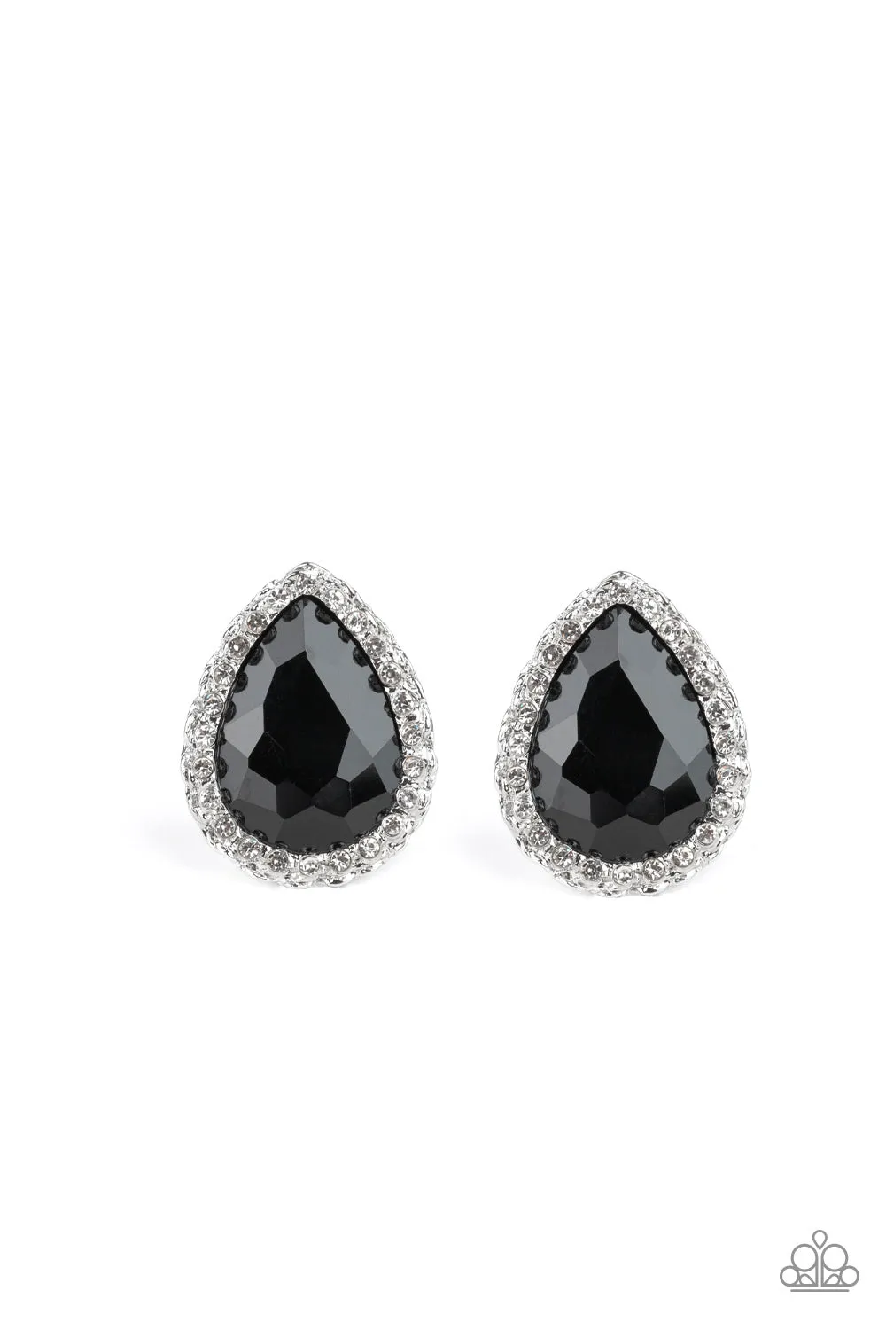 Paparazzi Earring ~ Dare To Shine - Black Post Studs Earring