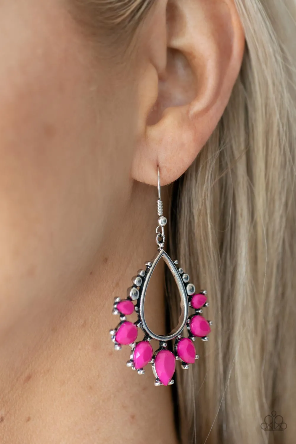 Paparazzi Earring ~ Flamboyant Ferocity - Pink Earring