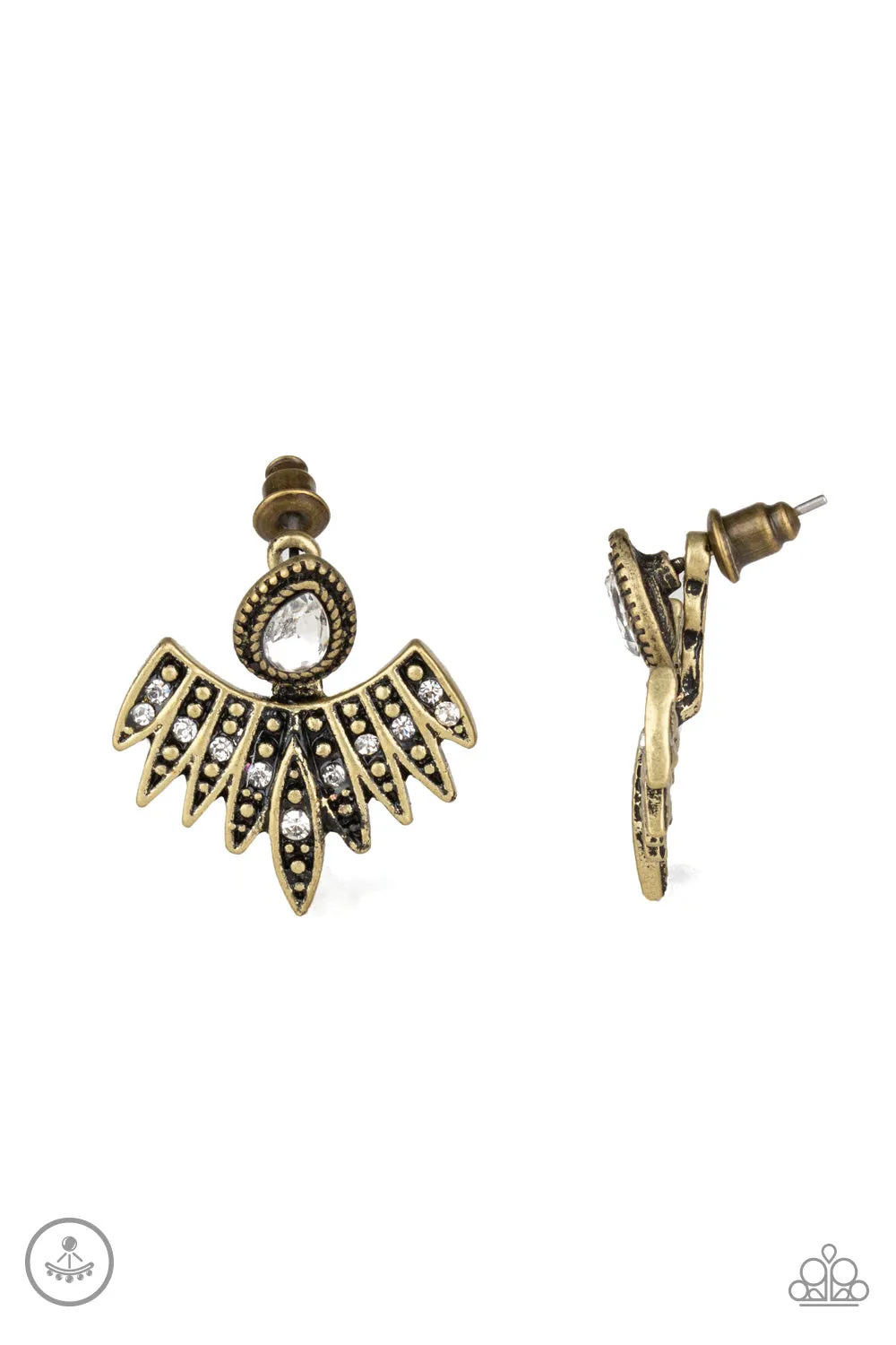 Paparazzi Earring ~ Wing Fling - Brass Post Earring