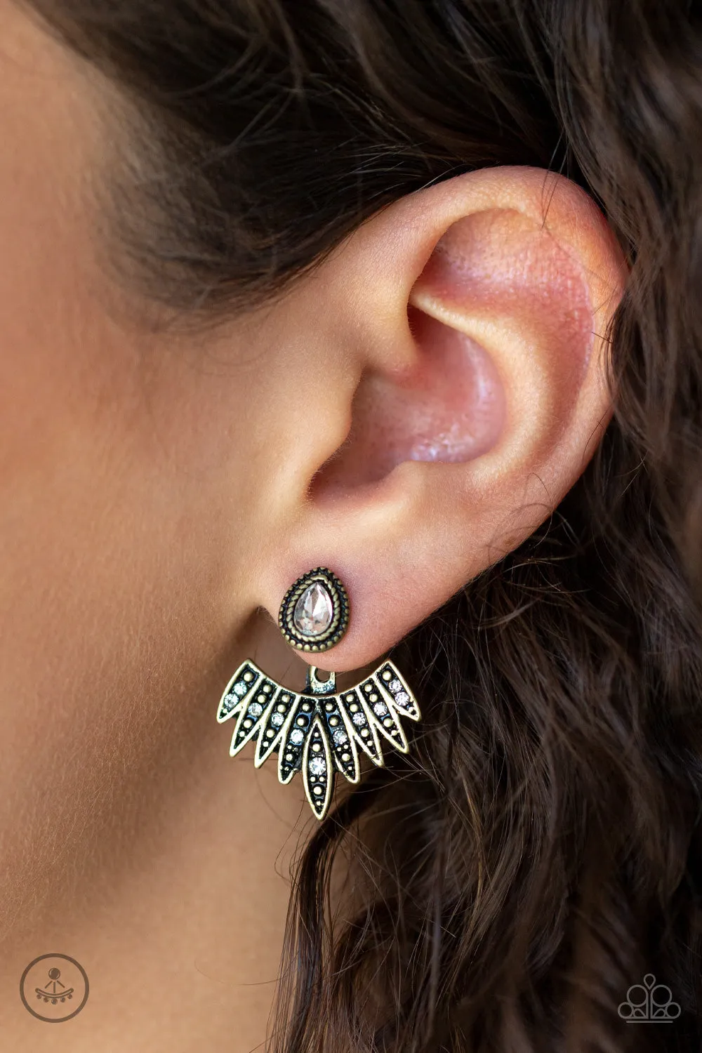 Paparazzi Earring ~ Wing Fling - Brass Post Earring