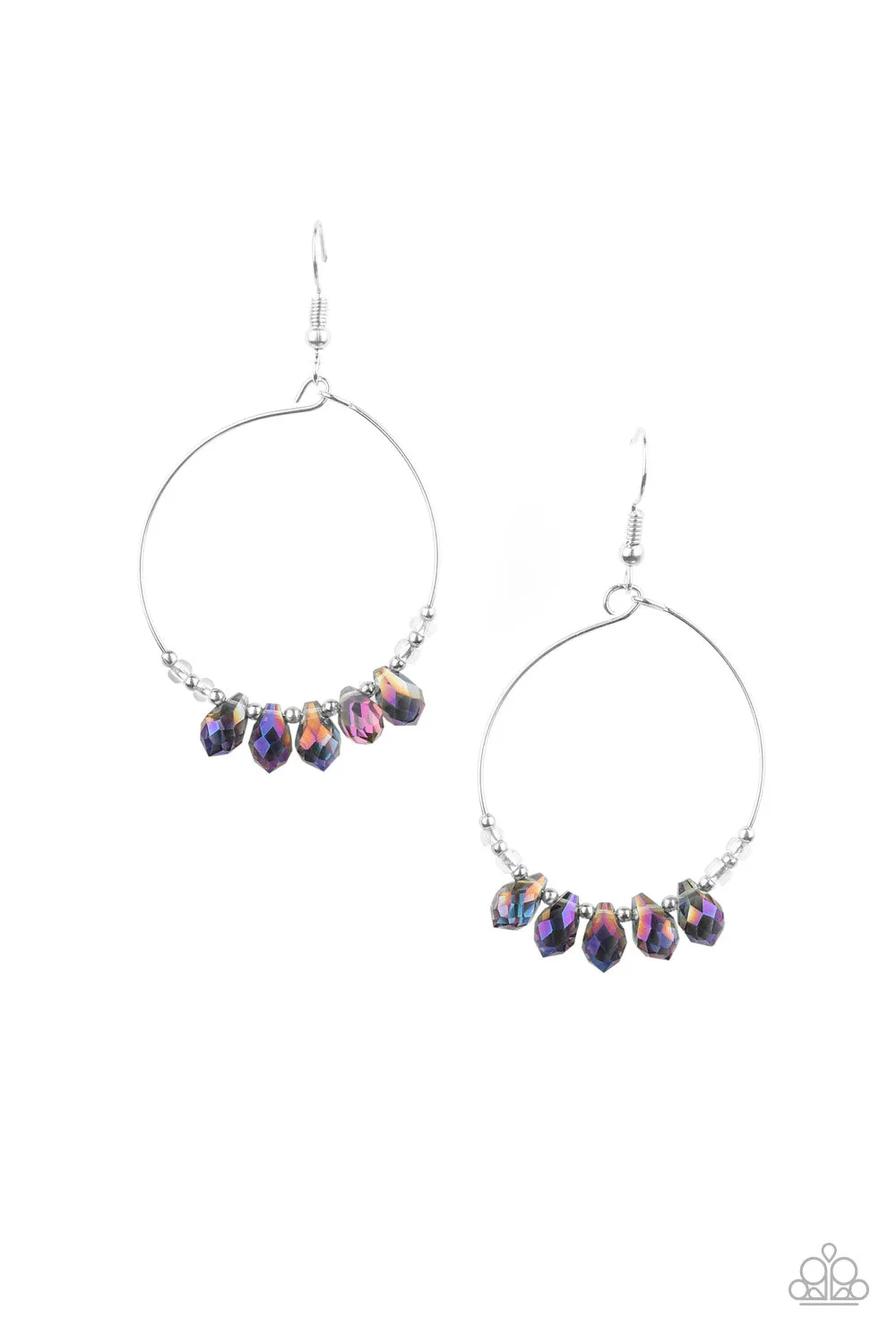 Paparazzi Holographic Hoops Purple Iridescent Earring