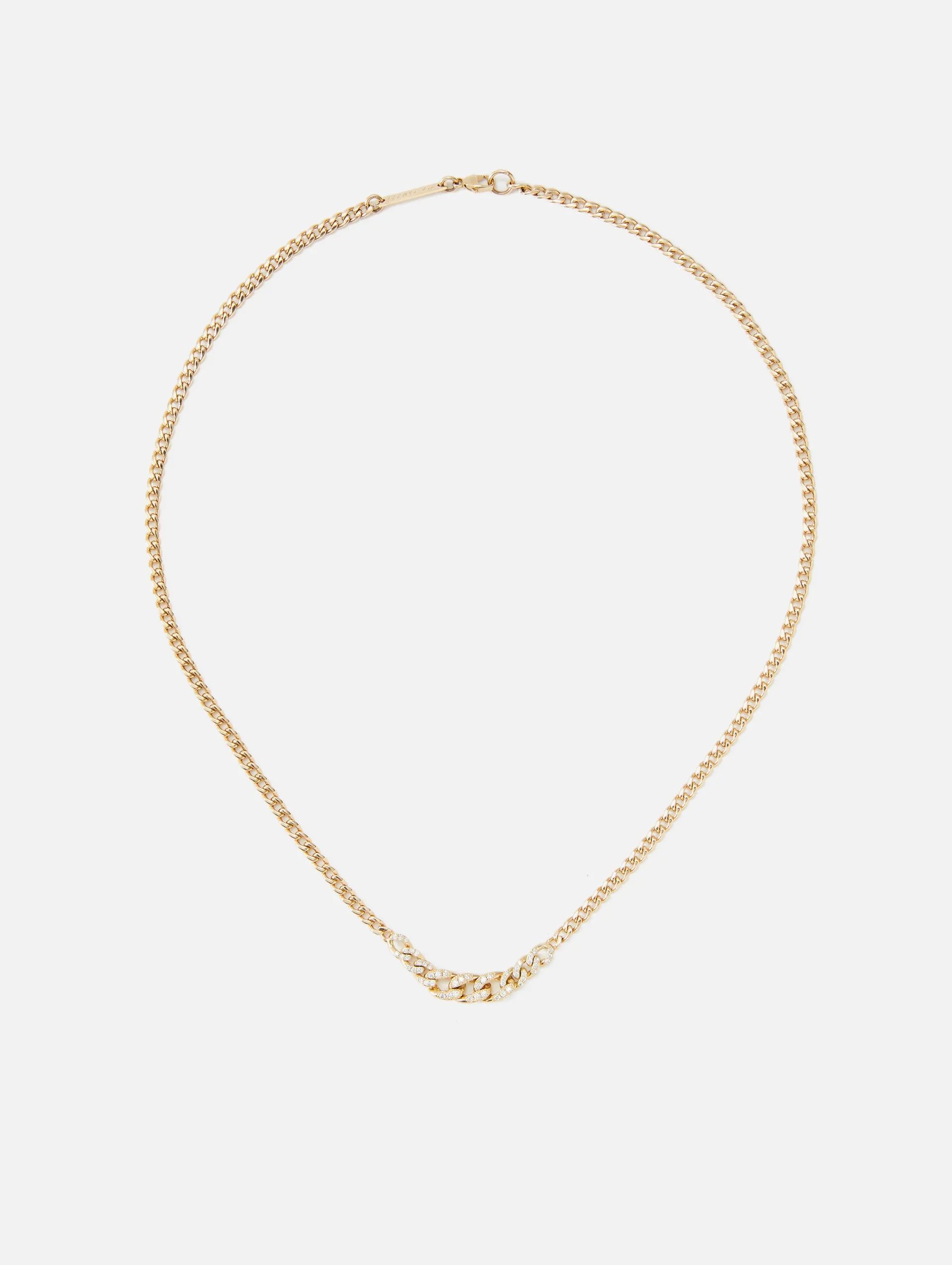 Pave Diamond Graduated Curb Chain Necklace