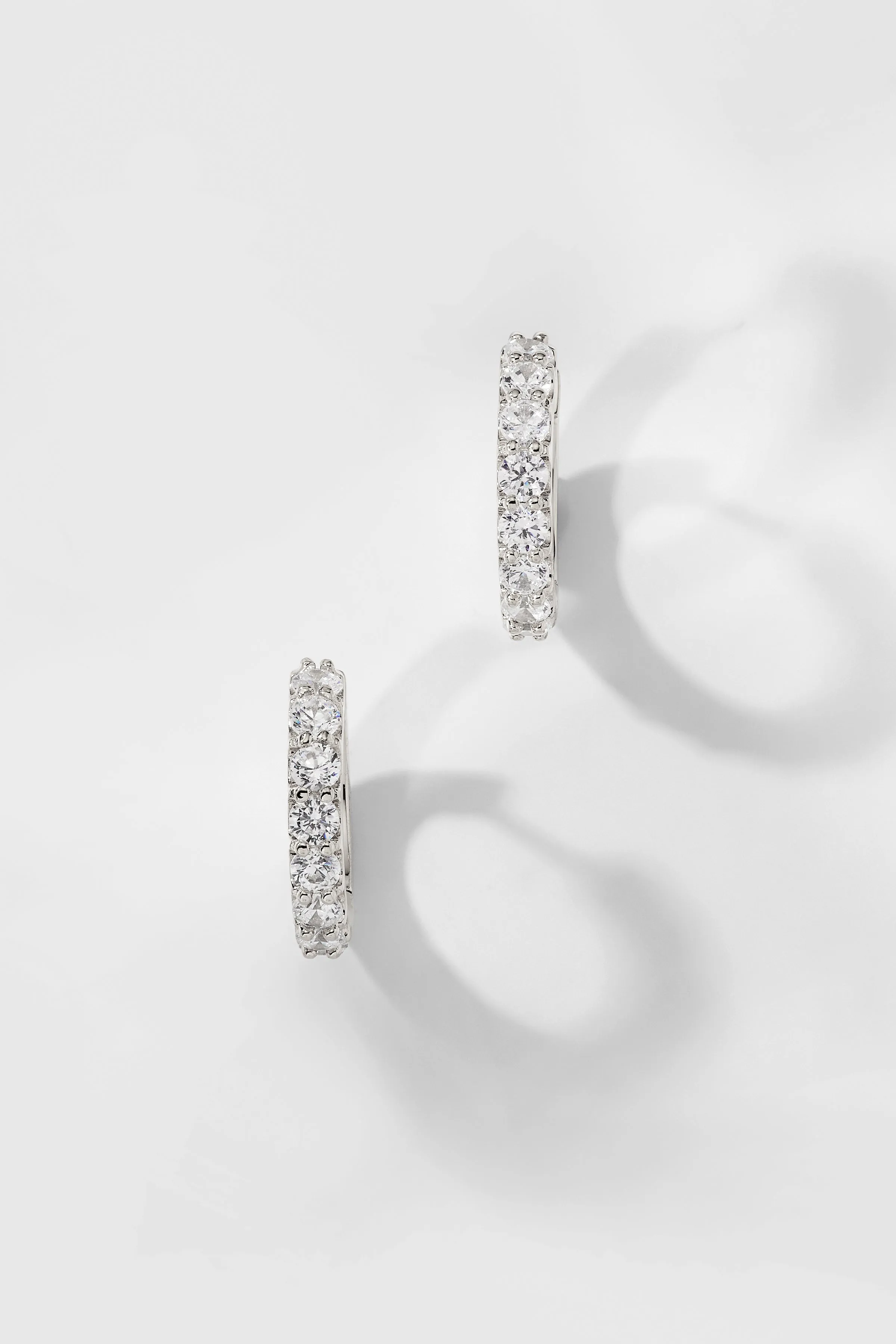 PERFECT HOOPS 2.5MM CZ X 15MM HUGGIE HOOP EARRINGS