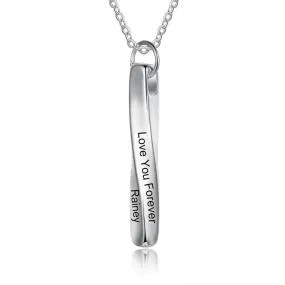 Personalized 1 Name Engraving Twisted Bar Necklace