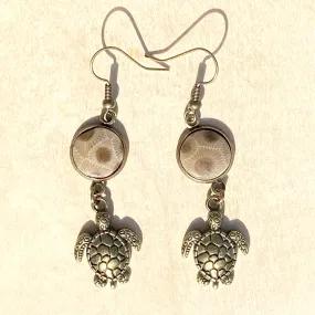 Petoskey Stone Turtle Earrings