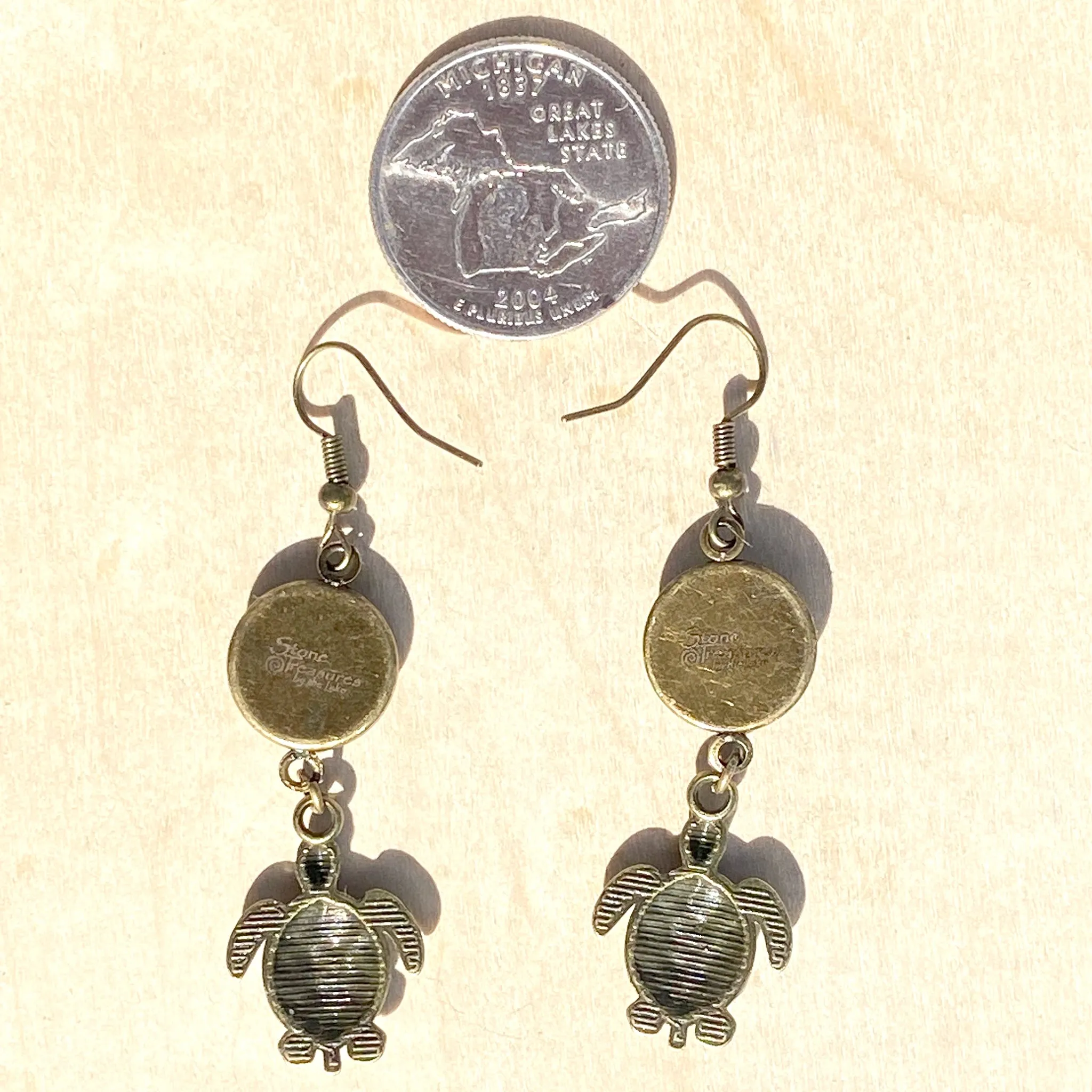 Petoskey Stone Turtle Earrings