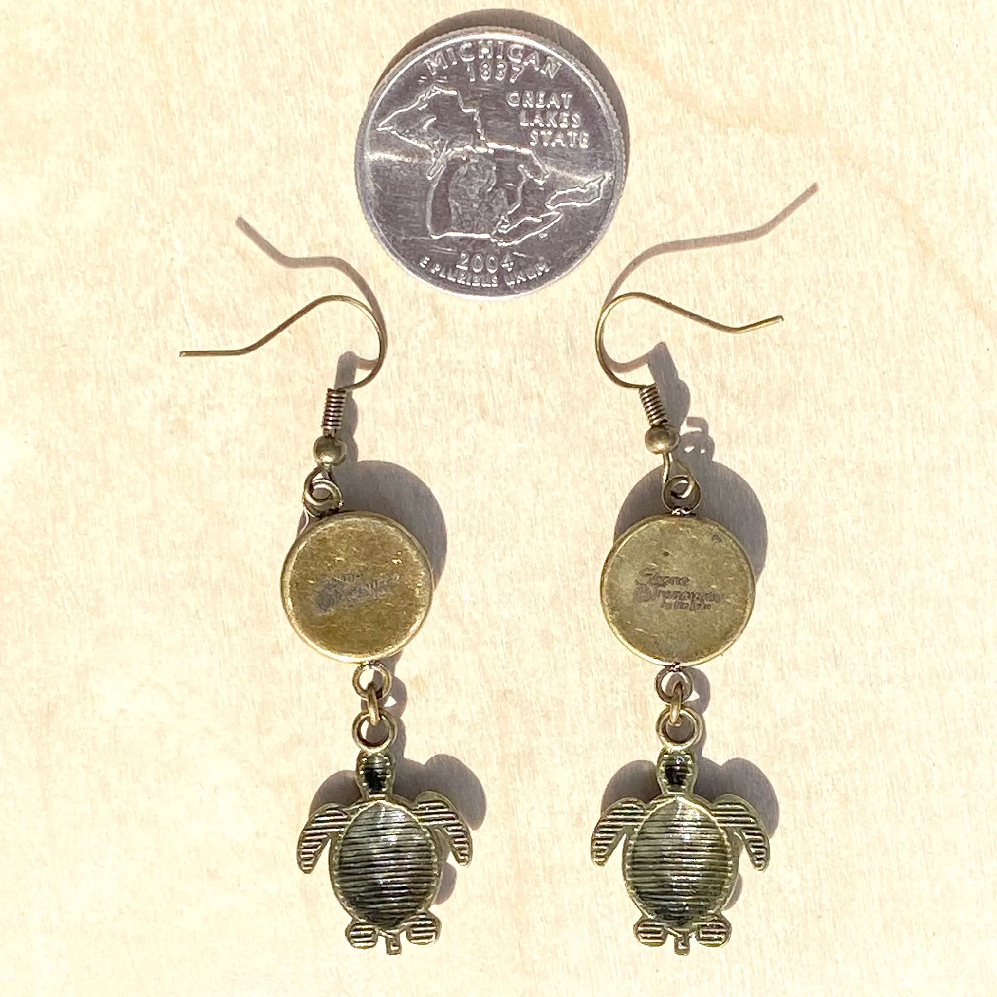 Petoskey Stone Turtle Earrings