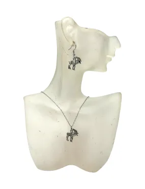 Pewter Moose Necklace and Earring Set: A Charming and Rustic Gift for the Nature Lover in Your Life