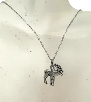 Pewter Moose Necklace and Earring Set: A Charming and Rustic Gift for the Nature Lover in Your Life