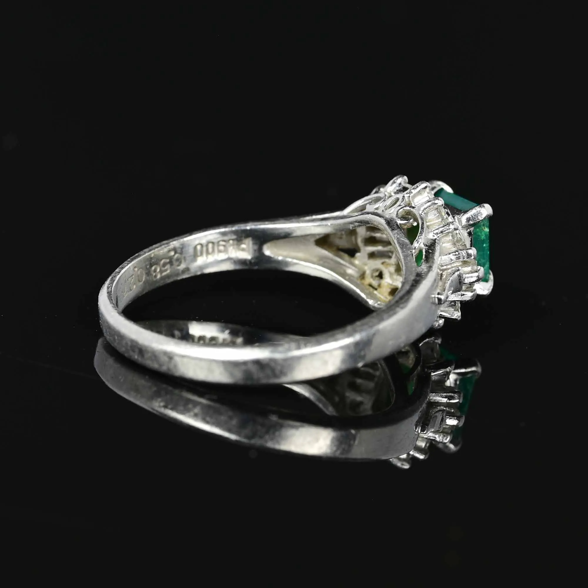 Platinum Baguette Diamond Emerald Ring