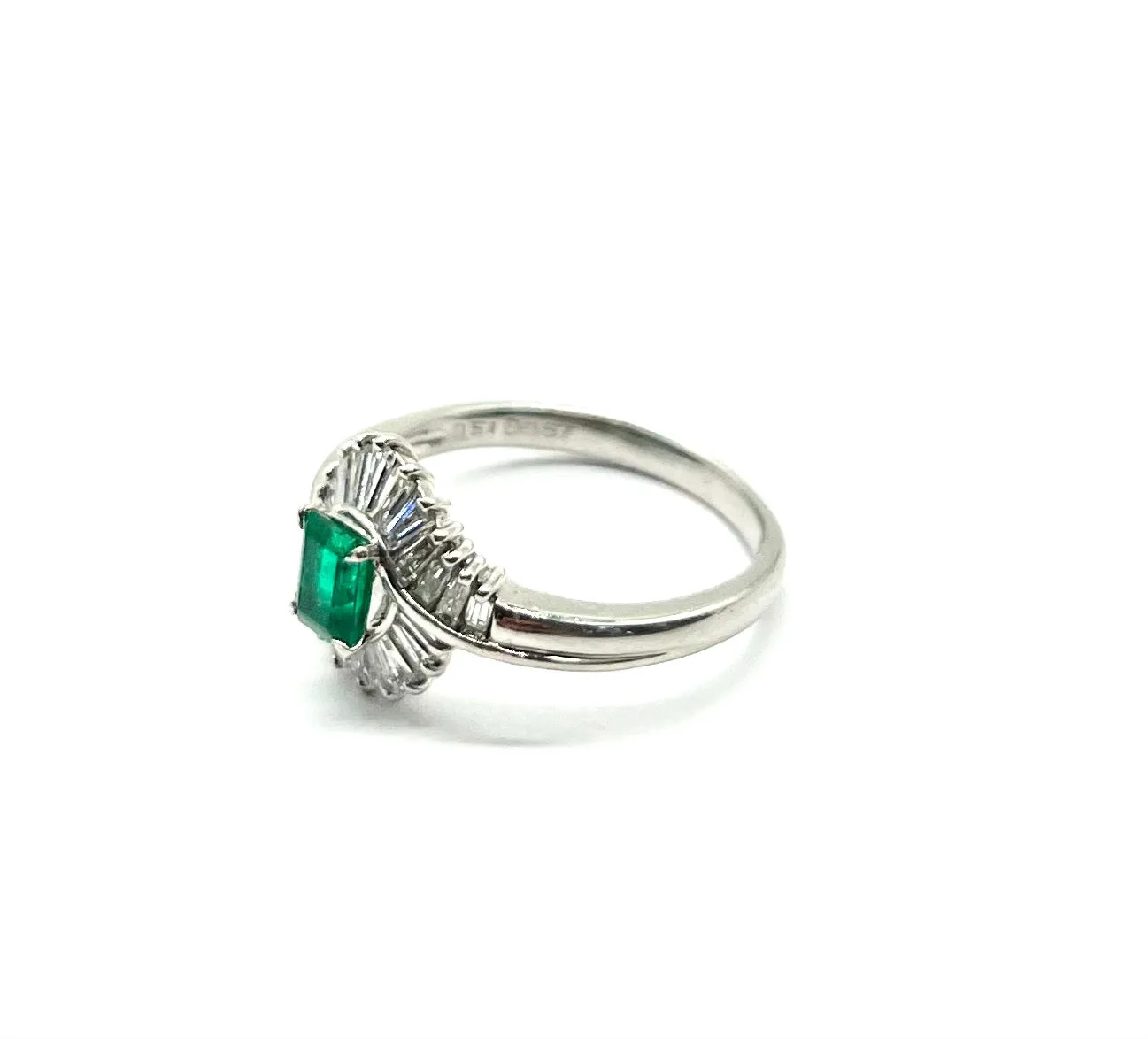 Platinum Emerald and Diamond Ring