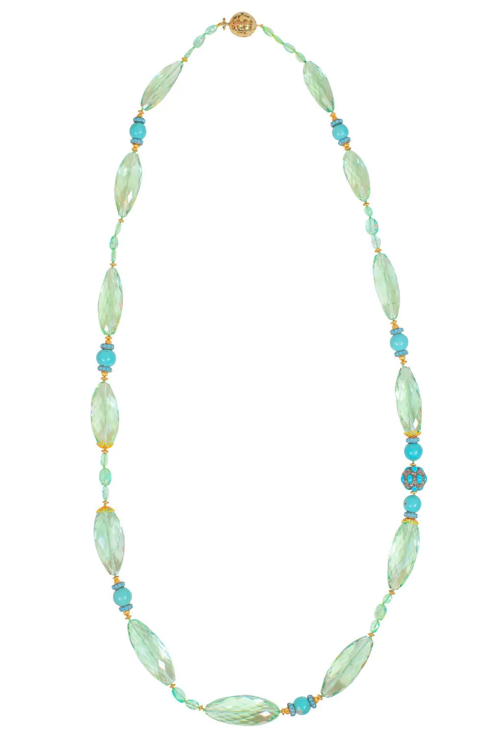 Prasiolite Emerald Turquoise Beaded Necklace