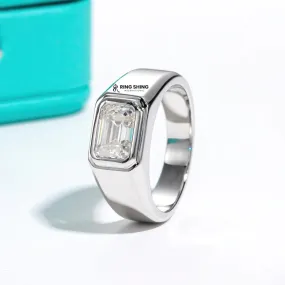 Premium Emerald Cut Original Moissanite Diamond Ring