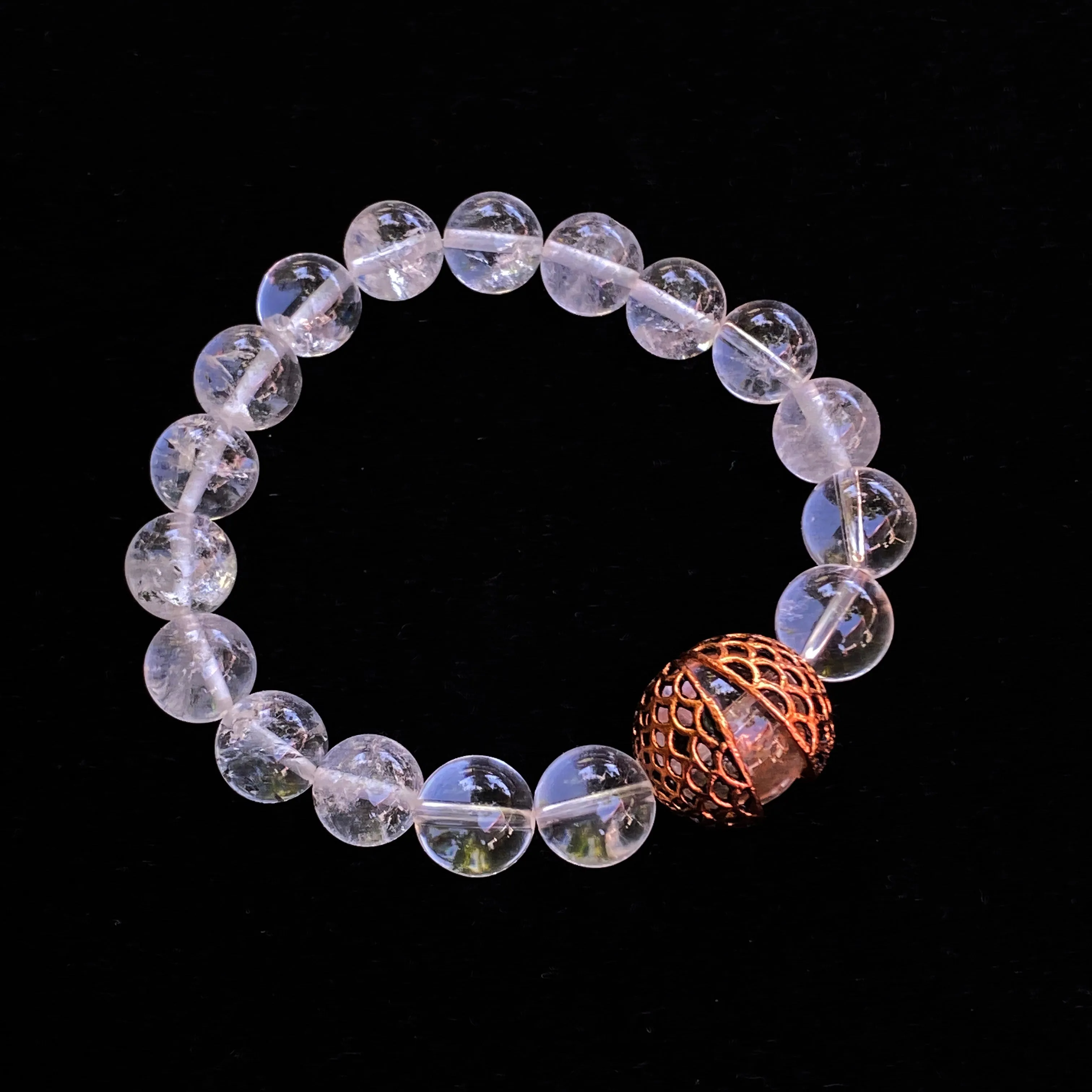 Quartz and Copper Chunky Beaded Stretch Bracelet