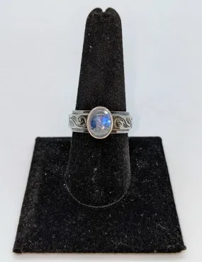 Ring Rainbow Moonstone  Oval ,