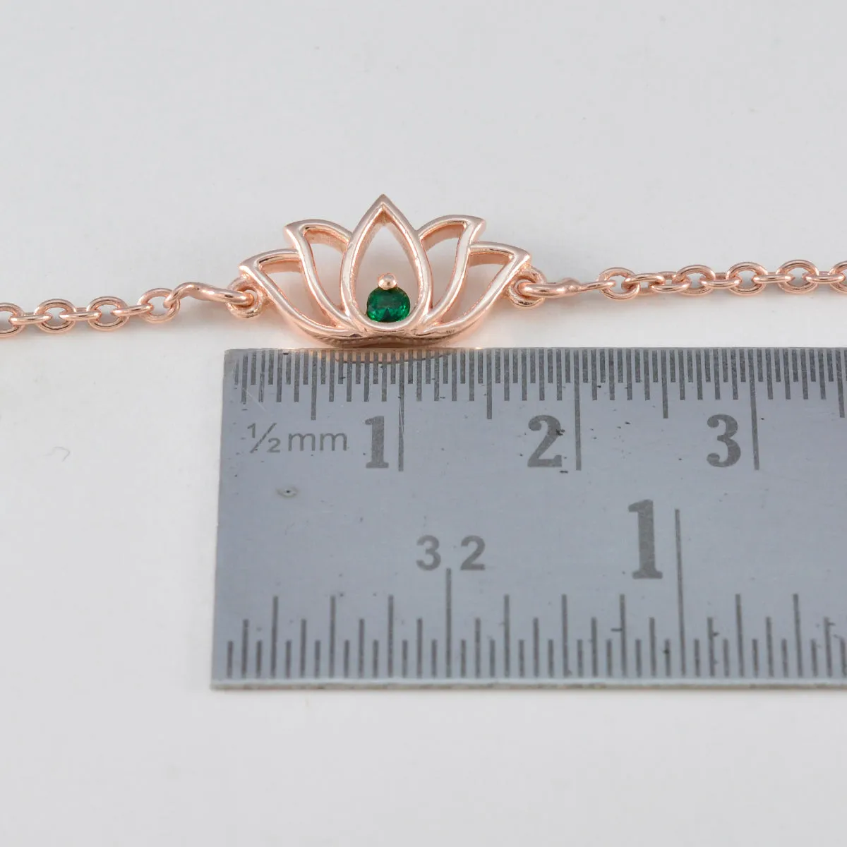 Riyo Elegant 925 Sterling Silver With Rose Gold Plated Bracelet For Womens Emerald CZ Bracelet Bezel Setting Bracelet with Fish Hook Charm Bracelet.