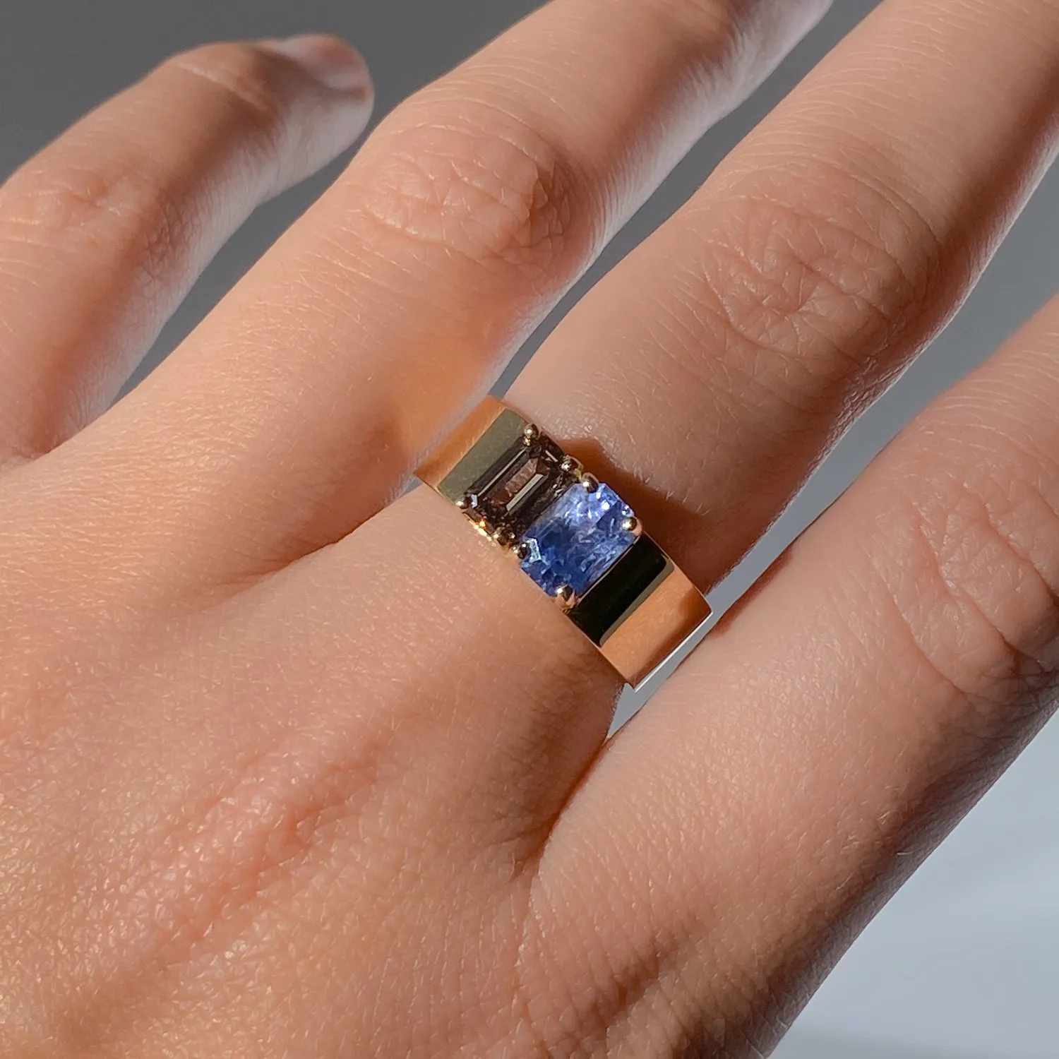 Sapphire & Champagne Diamond Menhir No. 5 Ring