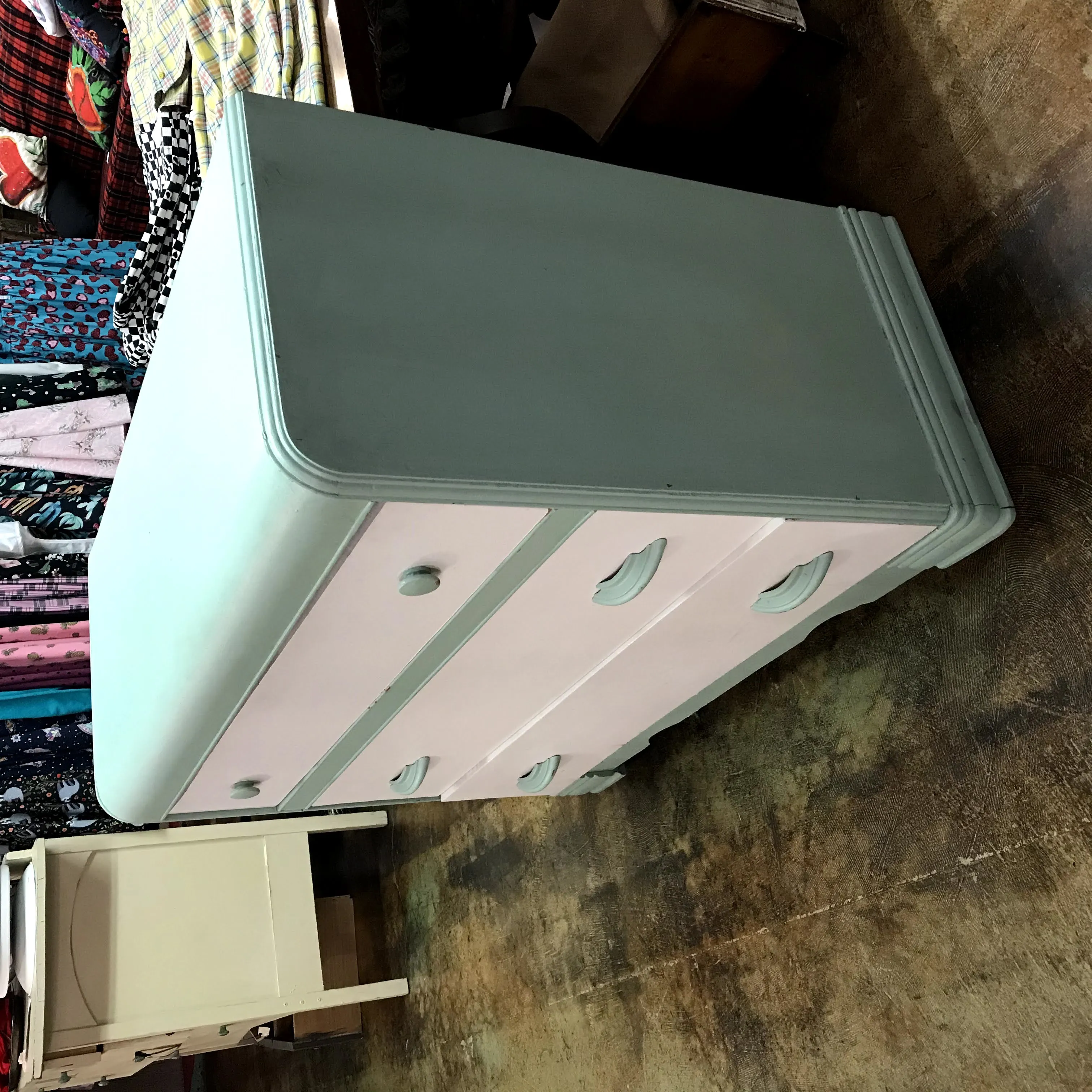 Shabby Chic Teal and White 3-Drawer Dresser