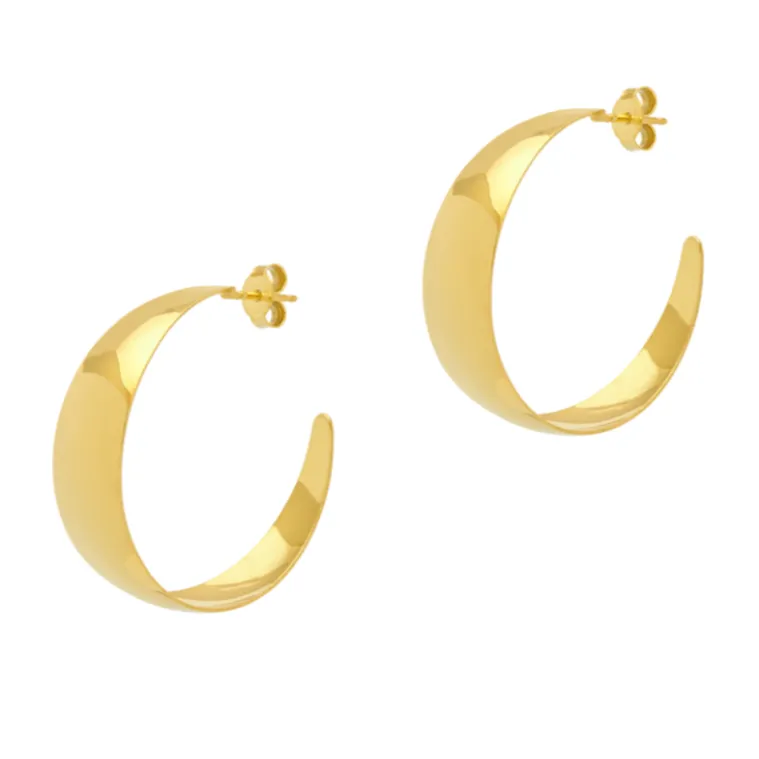 Shiny C-Shape Curved Hoops (Butterfly   Post)