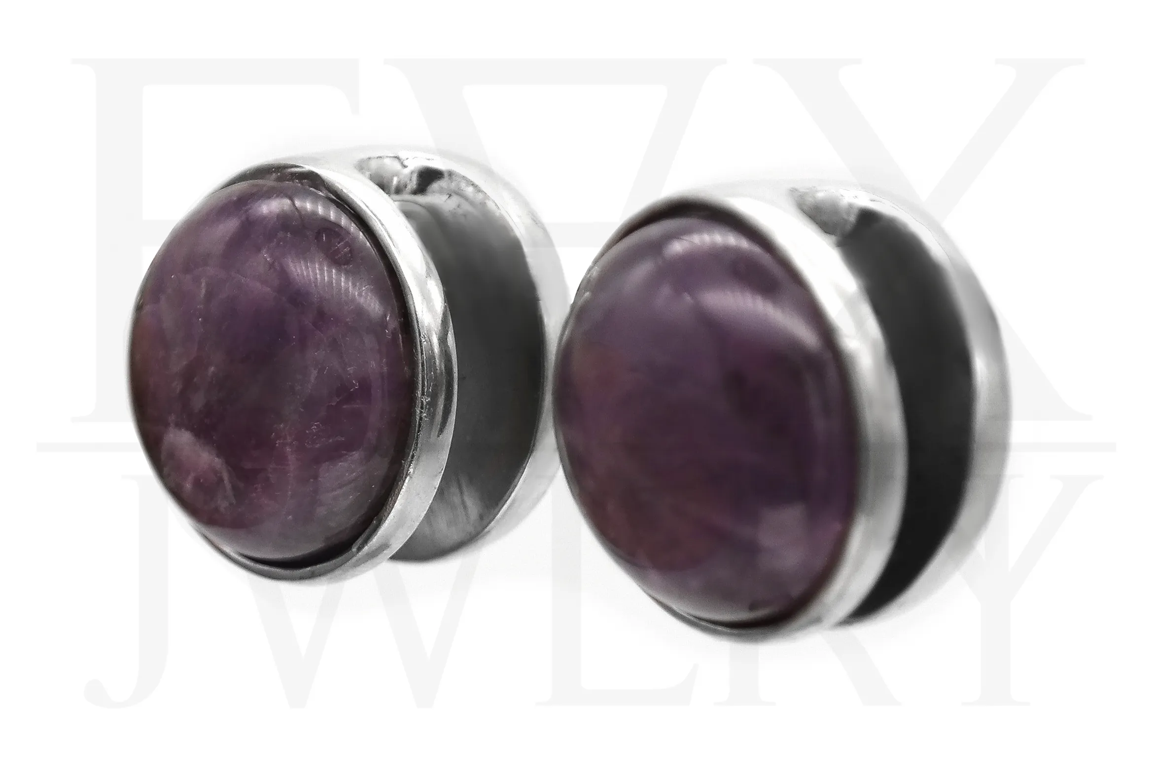 Silver Amethyst Ear Weights