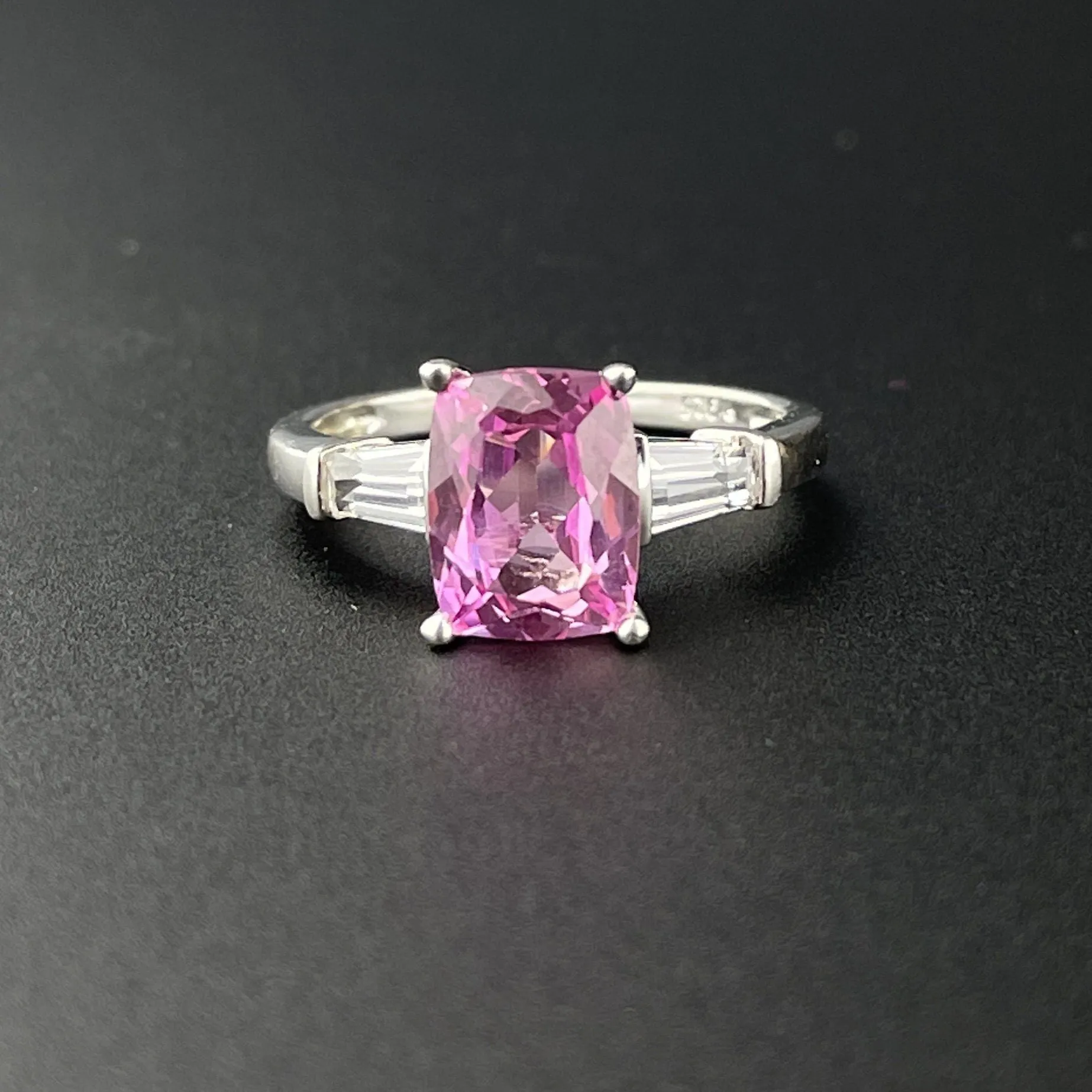 Silver Diamond Pink Sapphire Ring