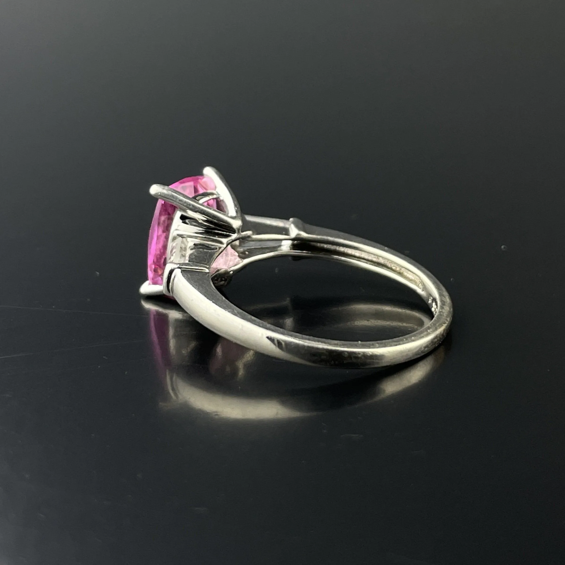 Silver Diamond Pink Sapphire Ring