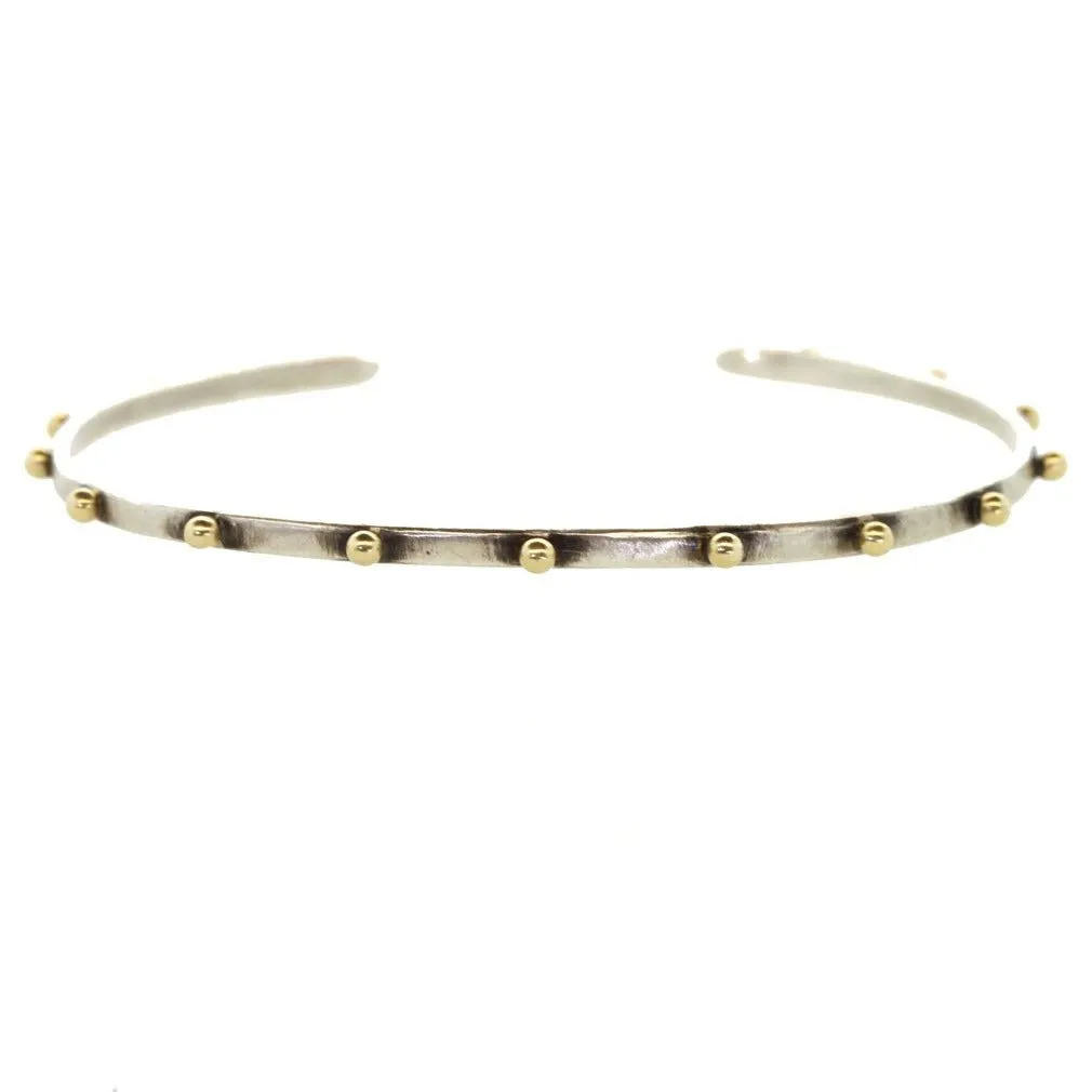 Elegant Silver and Gold Studded Cuff Bracelet for Women – Stylish and Versatile Accessories