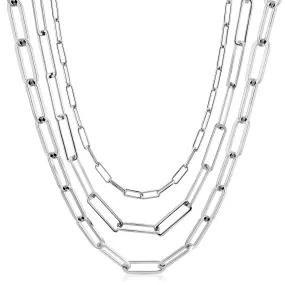 Silver Triple Multi Chain Necklace