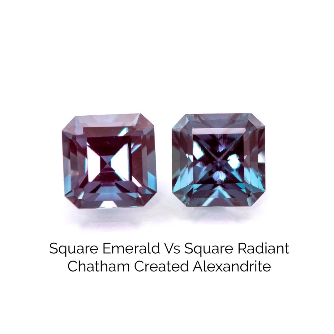 Square Emerald/Asscher Cut Lab Created Alexandrite Gemstone