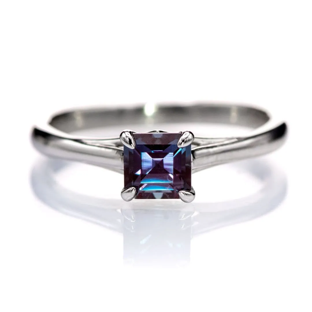 Square Emerald/Asscher Cut Lab Created Alexandrite Gemstone