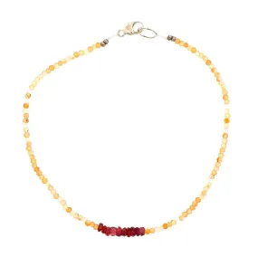 Sterling Silver Carnelian & Red Spinel Beaded Bracelet