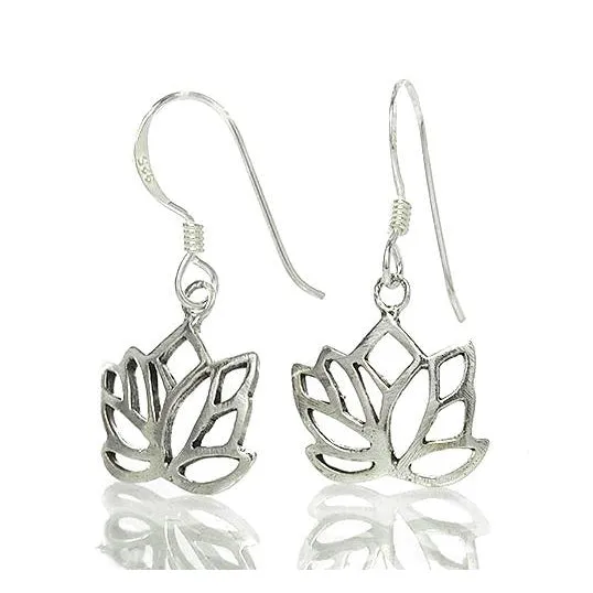 Sterling Silver Mini Lotus Cutout Earrings