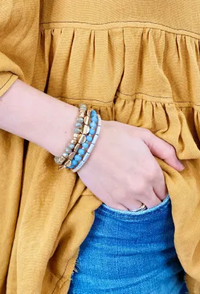 Sunstone Bracelet Set in Blue Grey