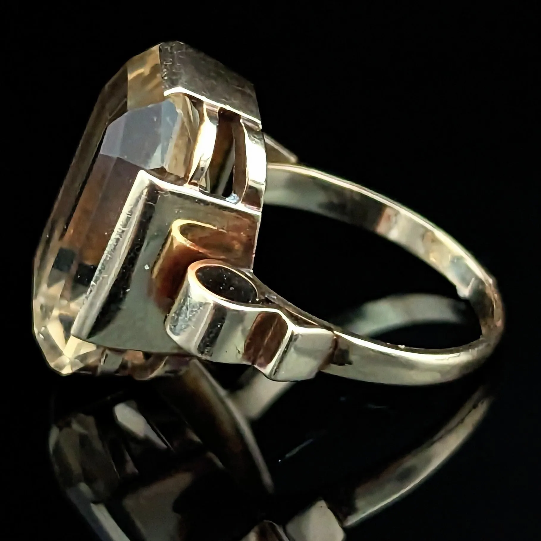 The Bodie - Retro Era Citrine 14k Gold Cocktail Ring c. 1940s