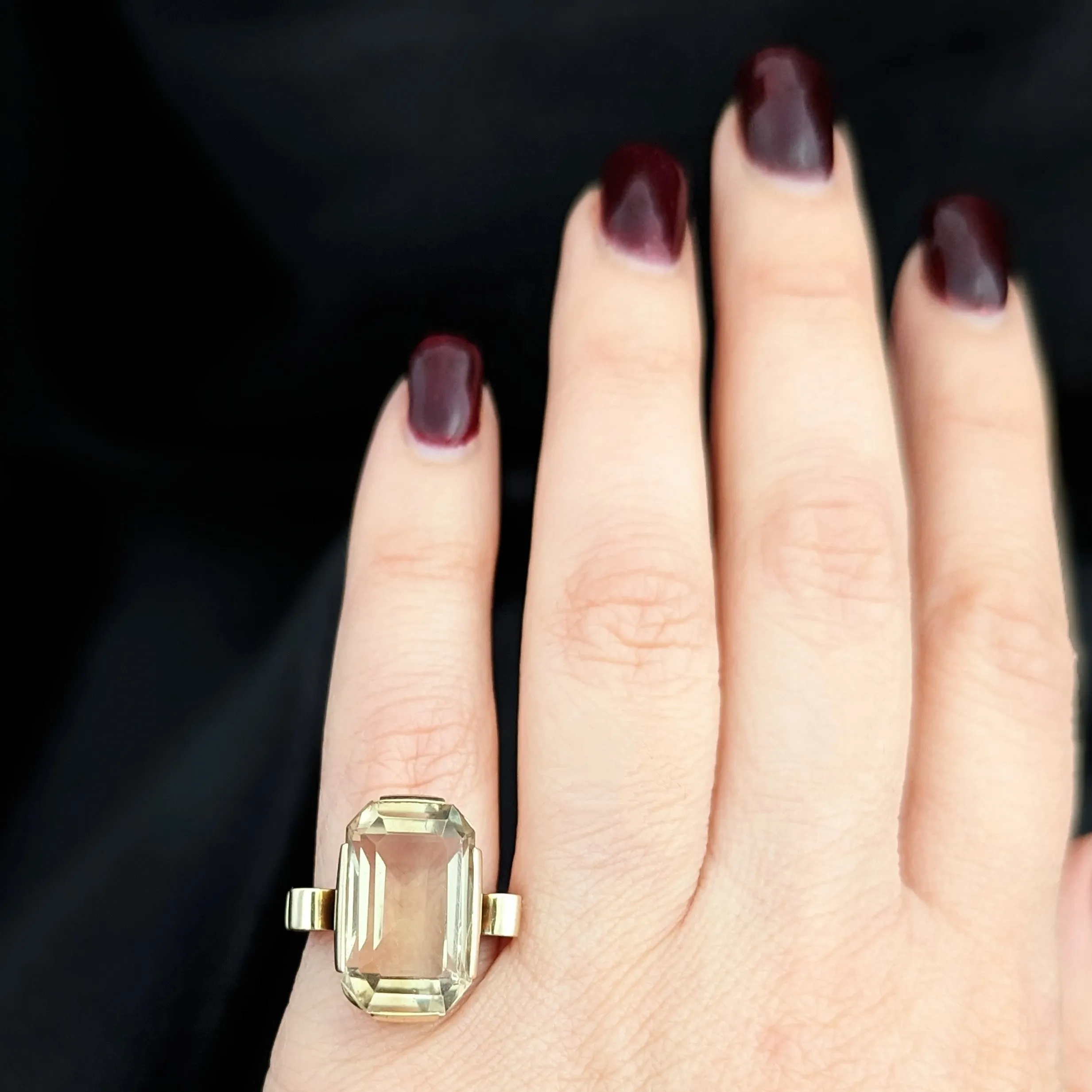 The Bodie - Retro Era Citrine 14k Gold Cocktail Ring c. 1940s