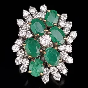 The Henley - Estate Diamond Emerald 18k Gold Cocktail Ring