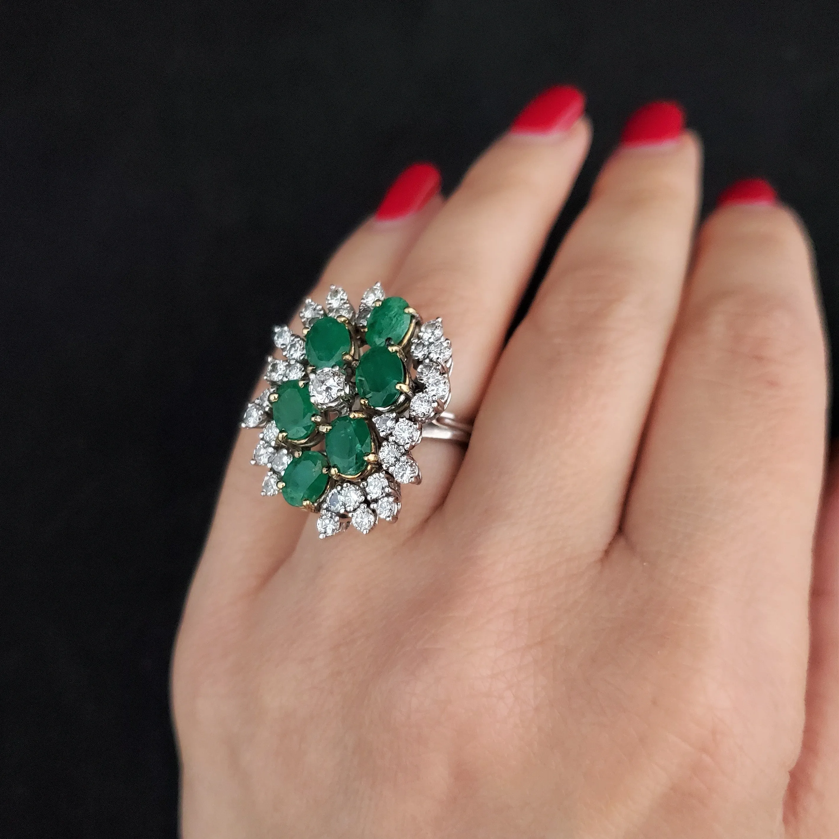 The Henley - Estate Diamond Emerald 18k Gold Cocktail Ring