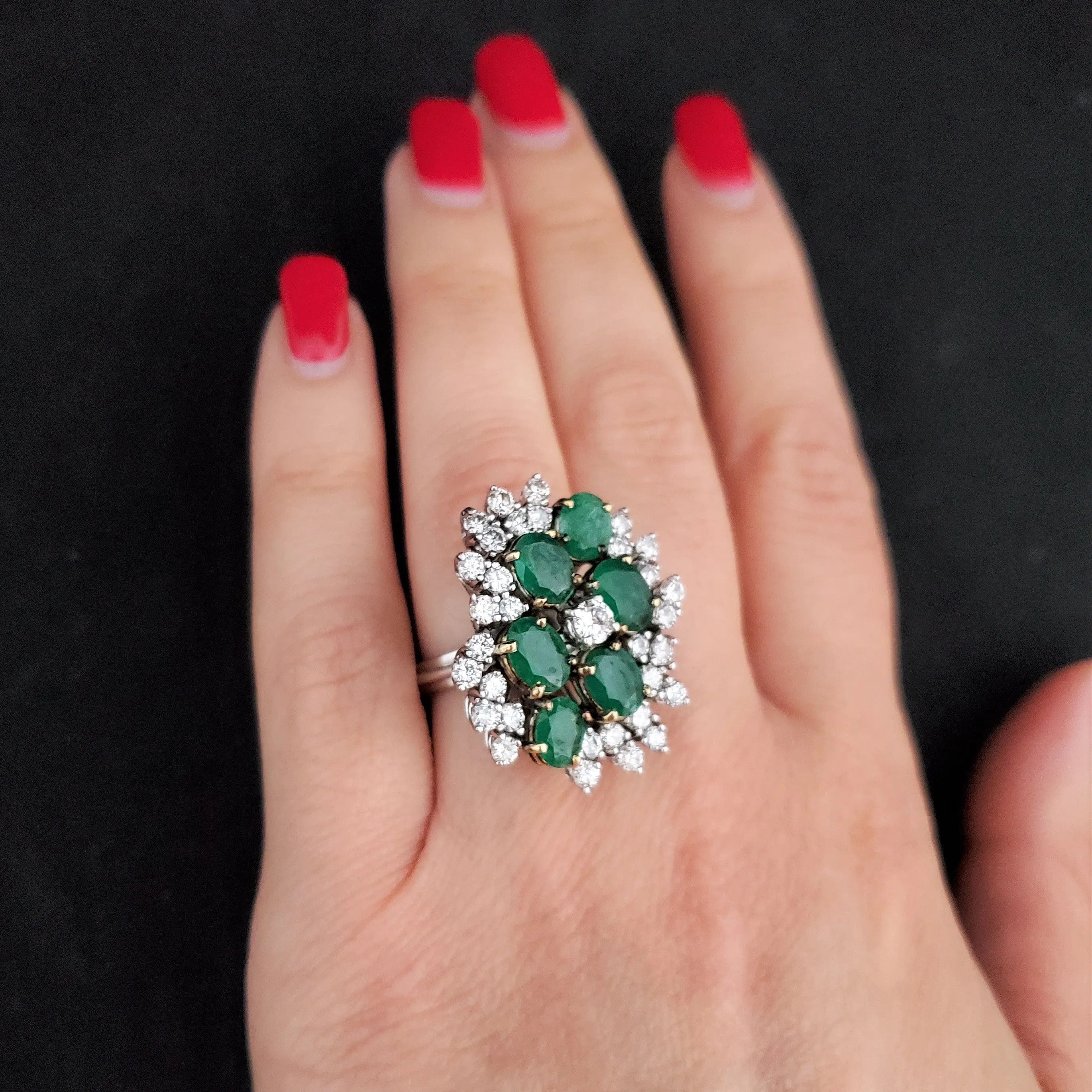 The Henley - Estate Diamond Emerald 18k Gold Cocktail Ring