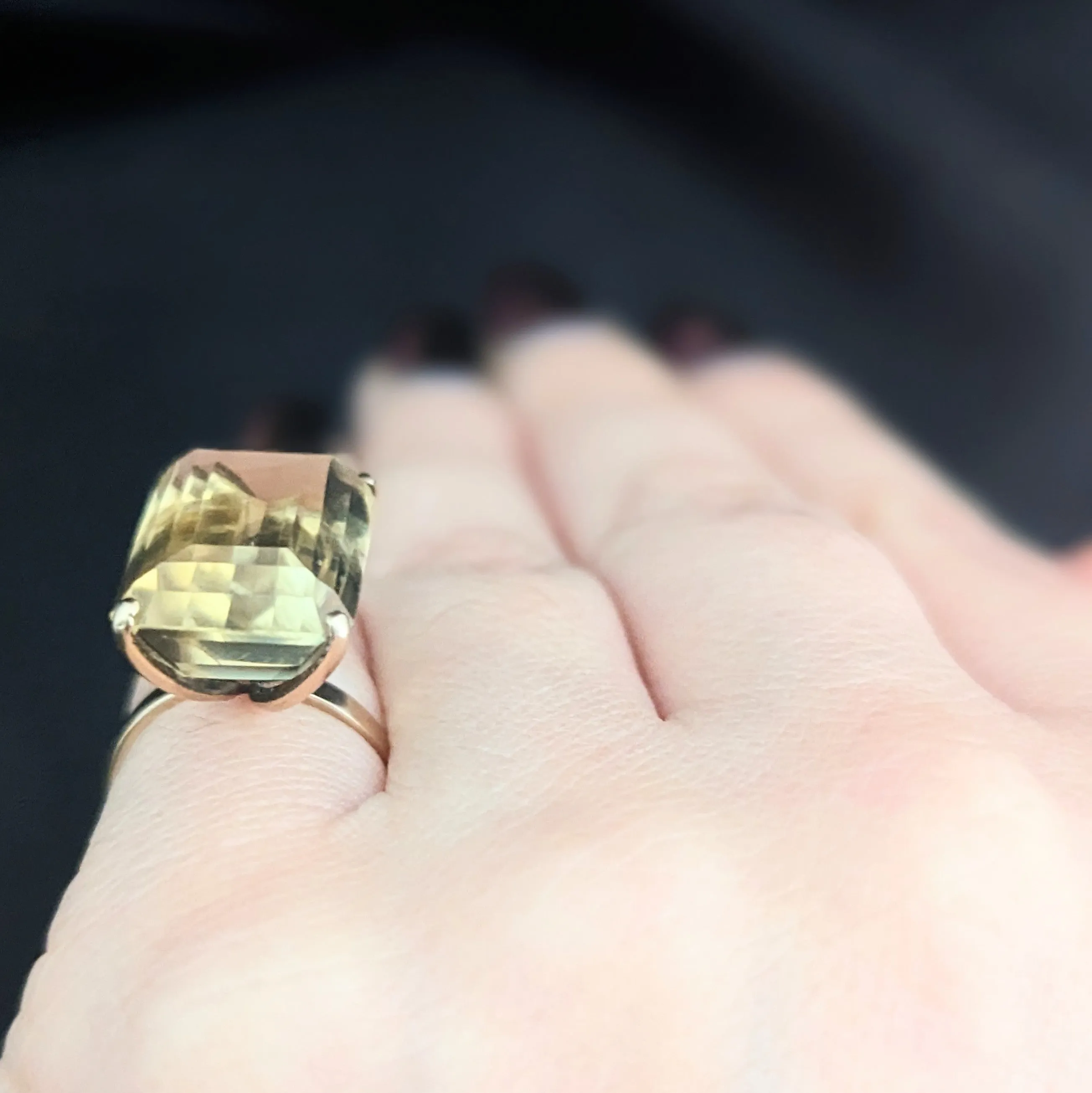 Lavengham Vintage 14k Gold Citrine Cocktail Ring - Elegant Statement Jewelry Piece