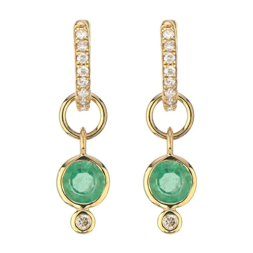 Three Stories 14K Yellow Gold Petite Emerald Earring Charm