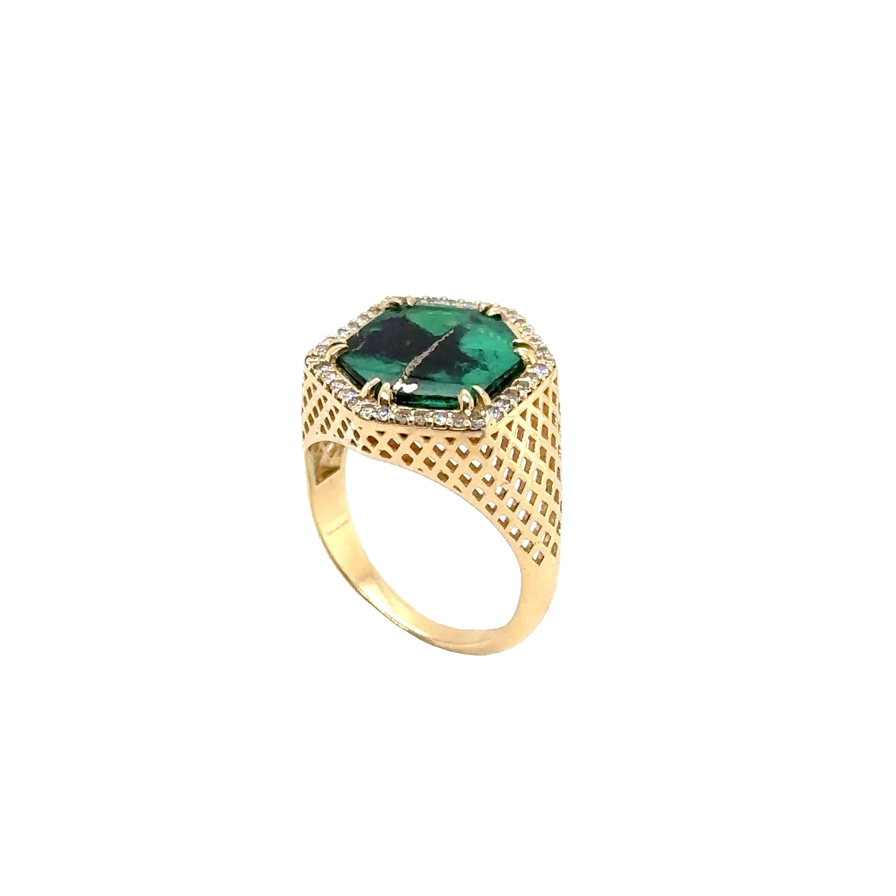 Trapiche Emerald & Diamond “Finn” Ring